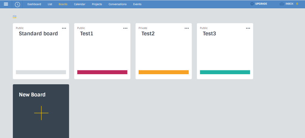 Kanban board control panel