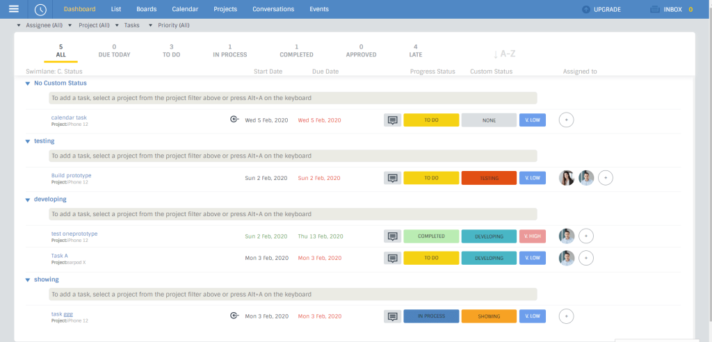 swimlane status