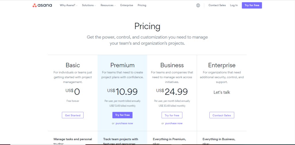 Asana pricing